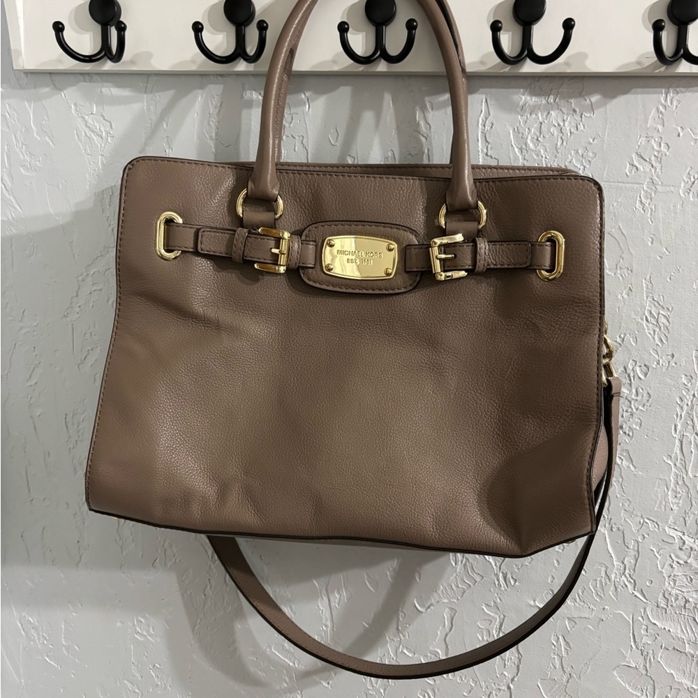 Michael Kors Brown Leather Tote Bag Crossbody Shoulder Purse